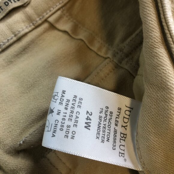 Judy Blue Jeans Womens 24W Beige Cargo Pockets Flap Pocket Wide Leg Garment Dyed - Picture 4 of 12
